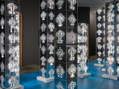 A view of the exhibition&nbsp;&ldquo;Tsedaye Makonnen&mdash;Sanctuary :: Mekdes&rdquo; at the Smithsonian&#39;s National Museum of African Art