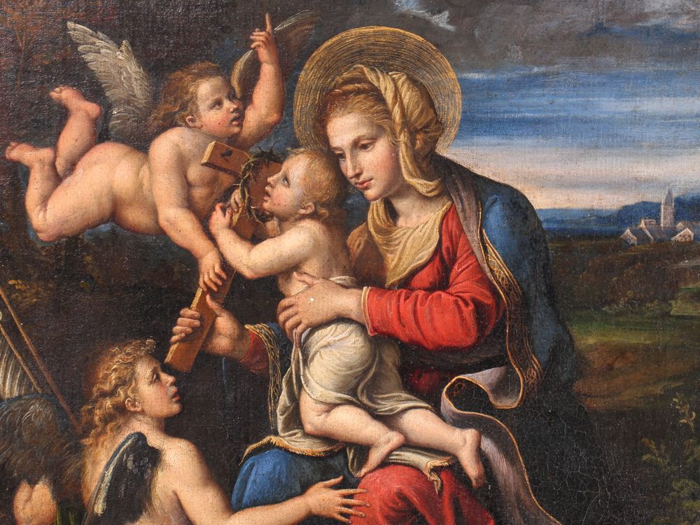 A detail shot of the Madonna and child with angels attributed to a follower of Filippino Lippi