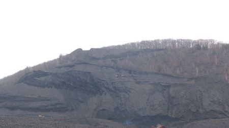 Mahanoy Mountain shows the scars of strip mining.