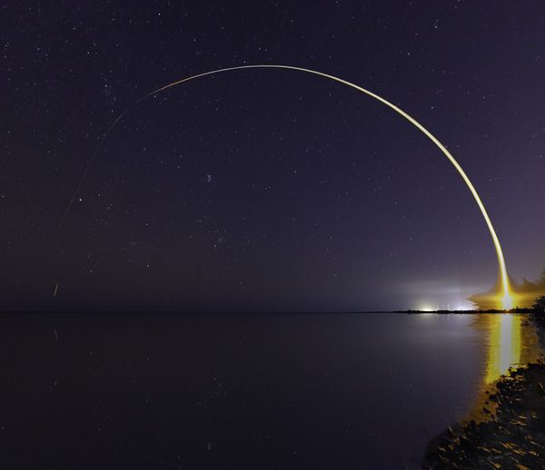 Falcon 9 nighttime rocket launch from Kennedy Space Center, USA thumbnail