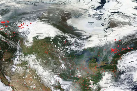 Satellite map of fires