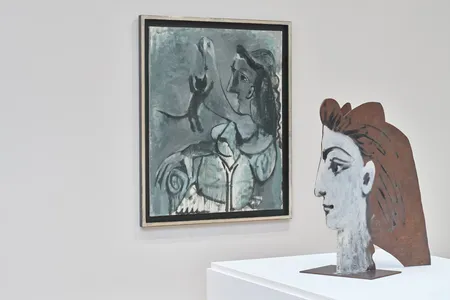 The installation at 980 Madison Avenue features drawings, sculptures and paintings from throughout Picasso&#39;s career.
