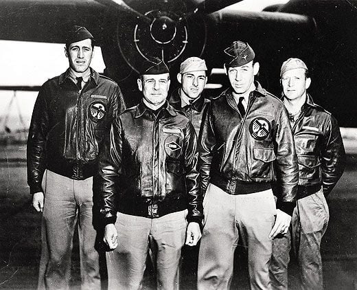 Doolittle (second from left) and Cole (to his left) before the 1942 raid.