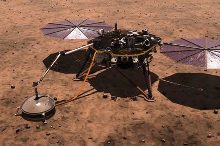 NASA's InSight lander, with its dome-shaped seismometer