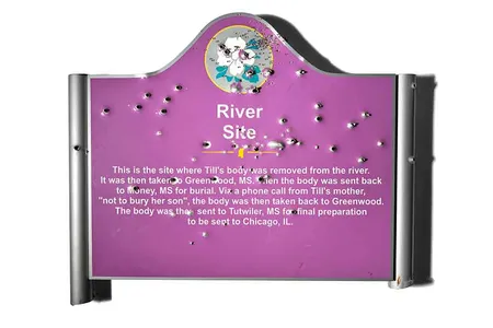 “The history of racial violence is often erased and highly contested in the battle to define American memory," says the museum's director Anthea Hartig, "and this vandalized sign demonstrates the ramifications of ongoing efforts of remembrance and social justice." 