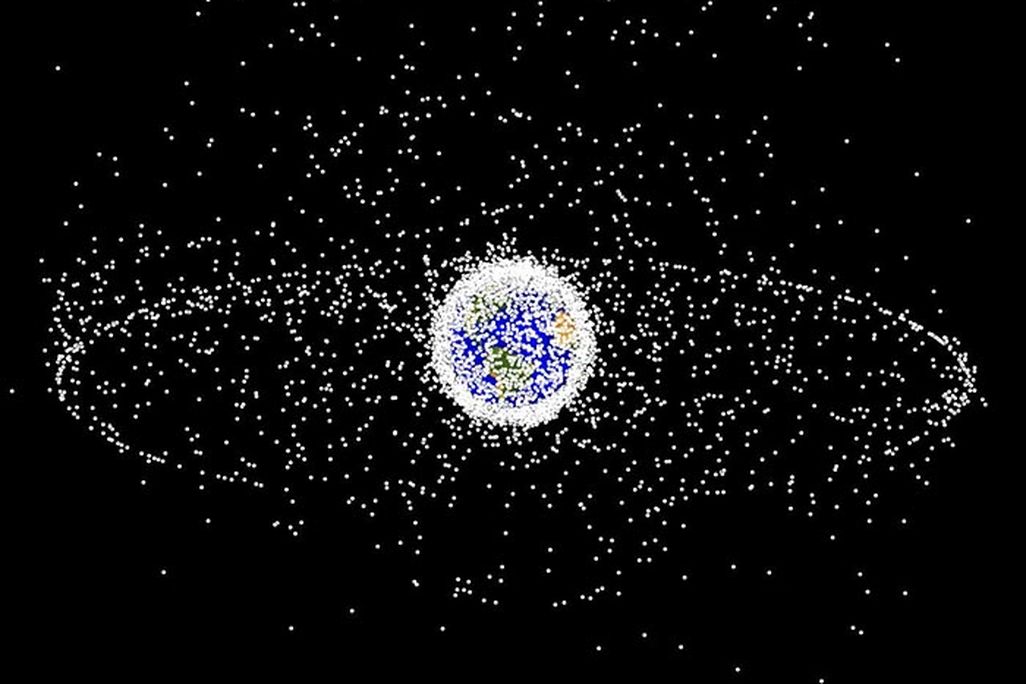 Computer-generated image of objects in Earth's orbit