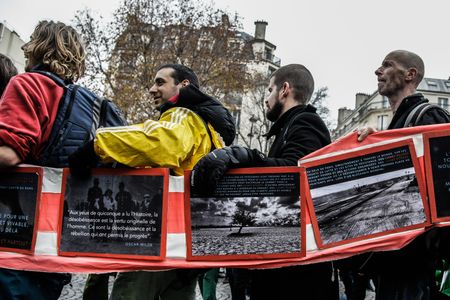 On the last day of the climate conference in Paris, thousands of people gathered to demonstrate for global climate justice and against climate change.