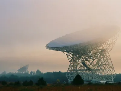The Green Bank Telescope at the Green Bank Observatory in West Virginia was one of three observatories to receive the transmission created by artist Daniela de Paulis.