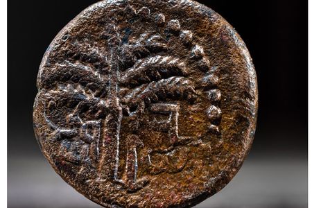 A Bar Kokhba revolt coin inscribed with the word "Jerusalem" and a picture of a date palm