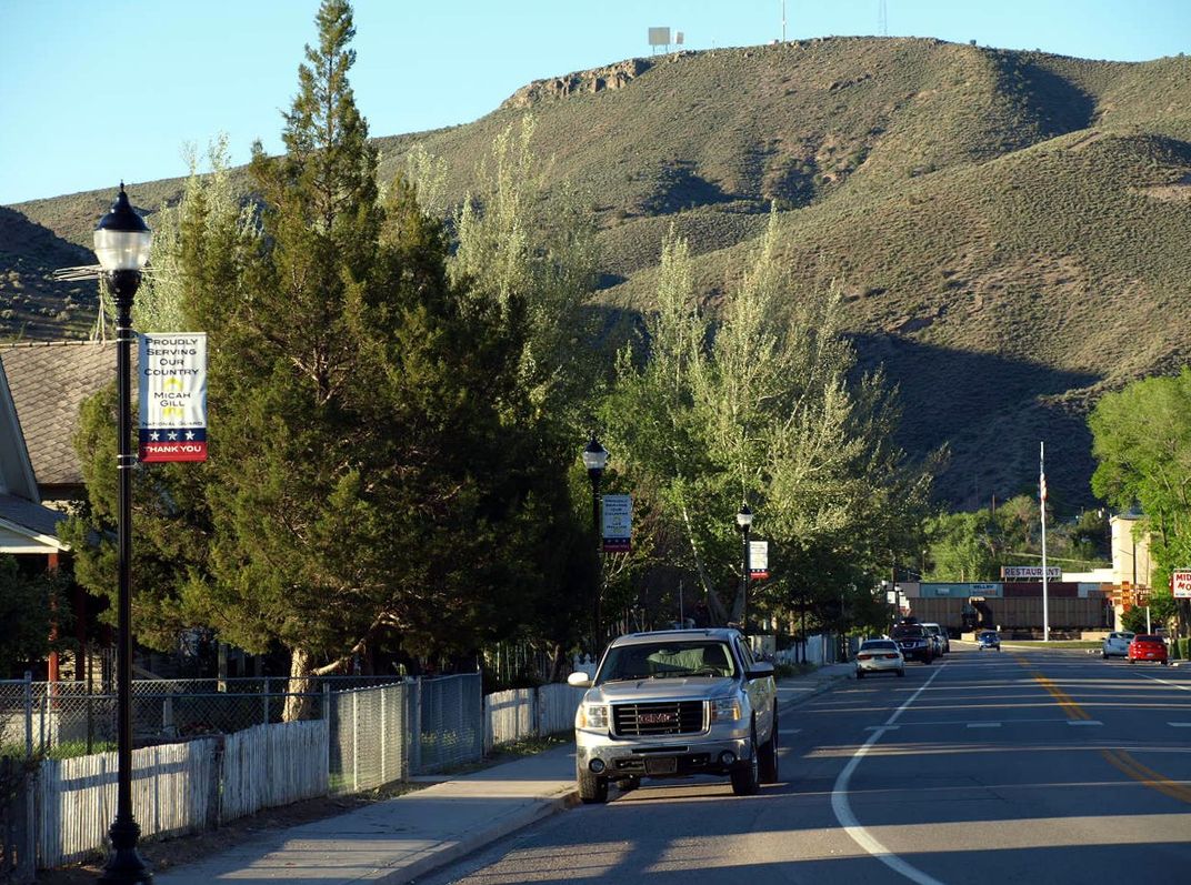 Company Row, Caliente, Nevada. Patriotism lives in small towns where