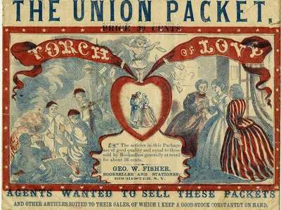 Envelope for stationary packet, "Torch of Love," George W. Fisher Bookseller and Stationer, Rochester, New York.