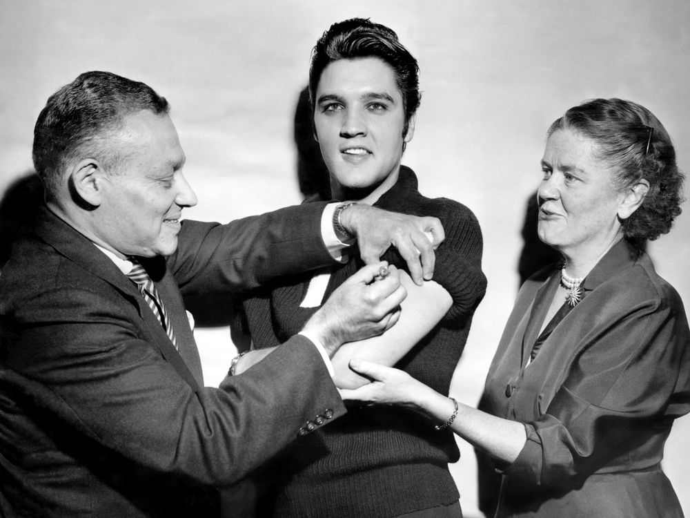 Elvis receives polio vaccine in 1956