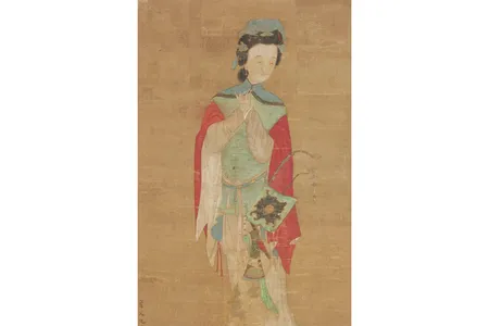 An 18th-century ink rendering of Hua Mulan on silk