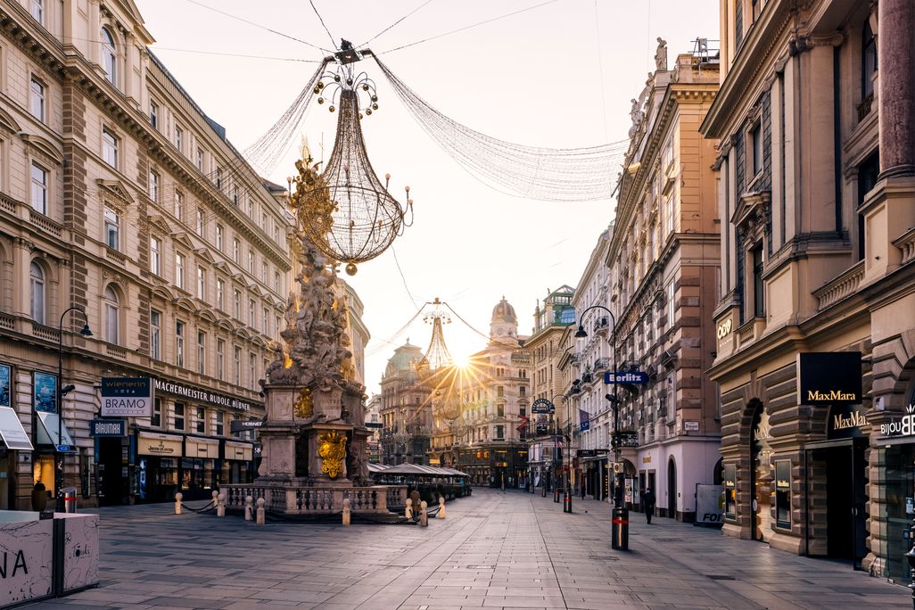 City street in Vienna, Austria