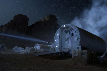 An outpost on Mars, from the upcoming film “The Martian.”  NASA hopes to make it real someday.