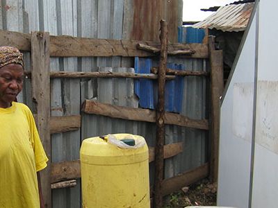 Korogocho resident Phylis Mueni is one of the many Kenyans who benefit from the HabitHuts that can provide up to 1,600 gallons of clean water per day.
