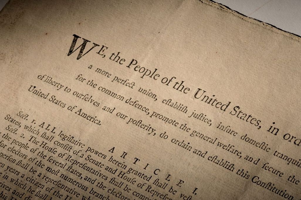 Close-up view of the Constitution copy