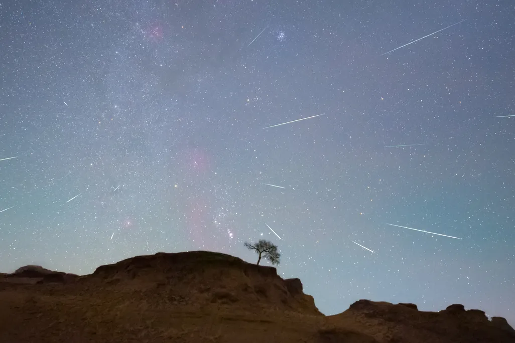 Meteors shooting across the sky