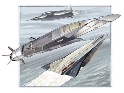 Engineers have been experimenting with ramjets since the 1930s. From top: The French Leduc 0.10, test flown in 1949; the Boeing X-51 Waverider, which flew in 2009; the Rockwell X-30 NASP, cancelled before it could fly.