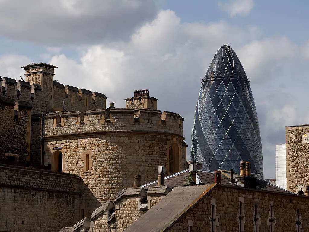 Tower of London with the Gherkin building in the background