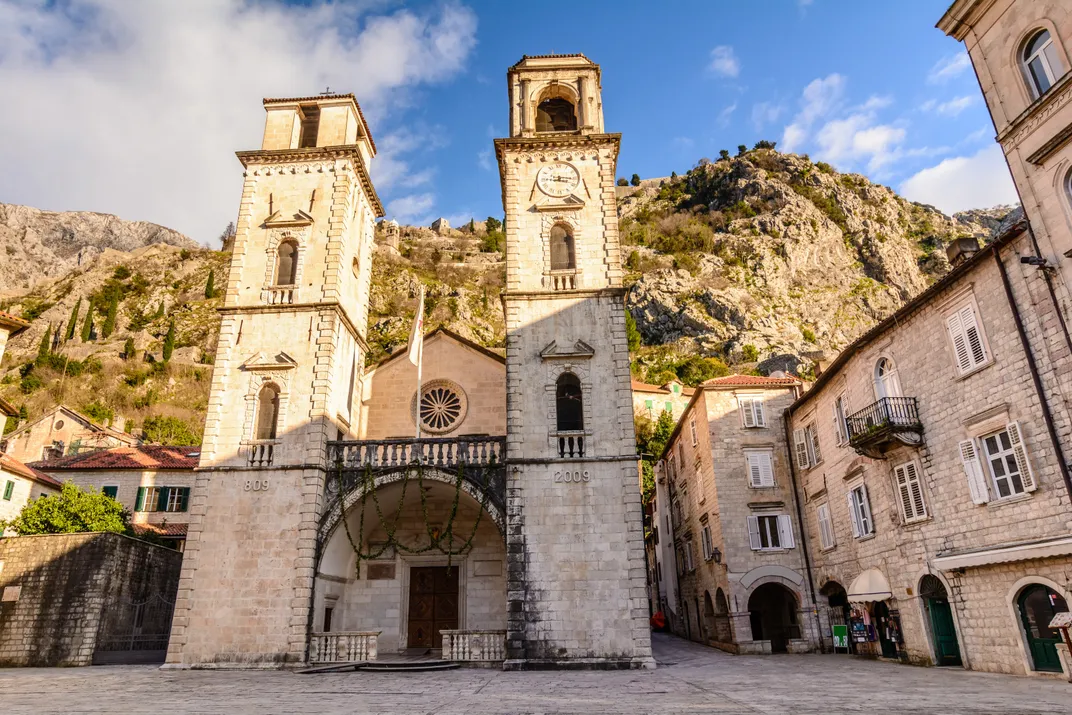 Clock tower and bell tower, St. Tryphon Cathedral, Kotor, Montenegro