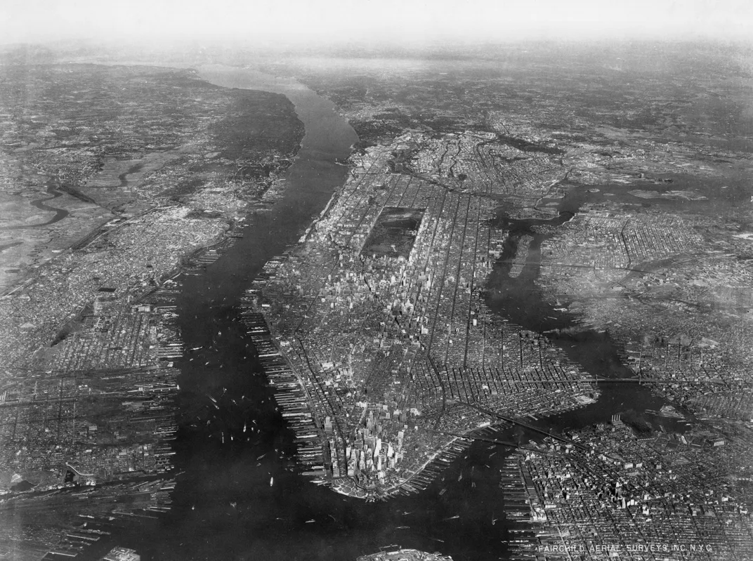 Aerial photograph of Manhattan possibly taken by Keating