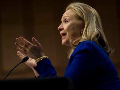 Former Secretary of State Hillary Clinton testifying before the Senate Foreign Relations Committee