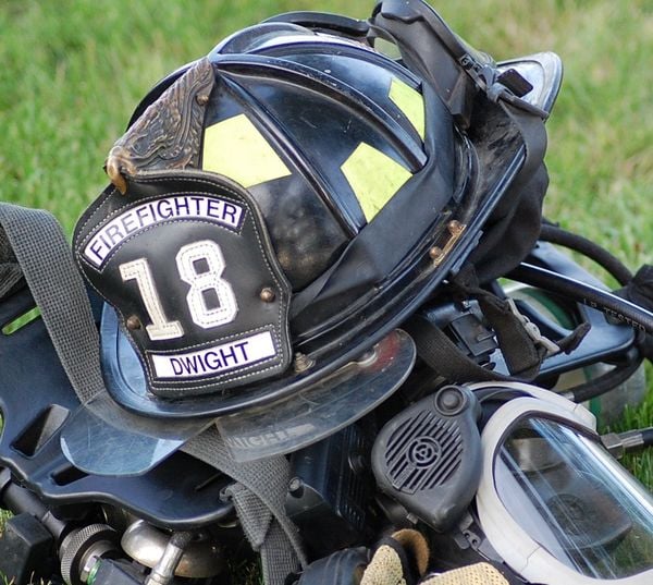 Helmet of my Firefighter Son Justin in Dwight IL on location. thumbnail