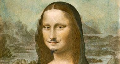 In 1919 Marcel Duchamp penciled a mustache and goatee on a print of Leonardo da Vinci's Mona Lisa and inscribed the work "L.H.O.O.Q." Spelled out in French these letters form a risqué pun: Elle a chaud au cul, or "She has hot pants." Intentionally disrespectful, Duchamp's defacement was meant to express the Dadaists' rejection of both artistic and cultural authority.