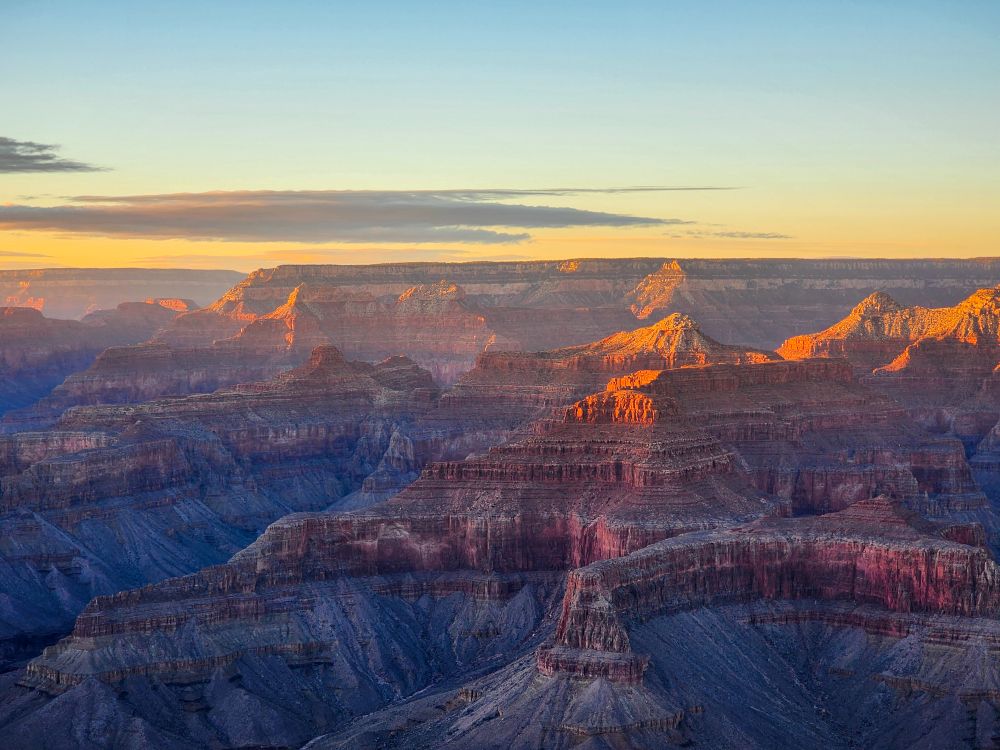Sunset glow over the Grand Canyon.