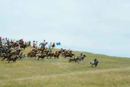 Riders participate in the reenactment of the Battle of the Greasy Grass, commonly know as the Battle of the Little Bighorn.