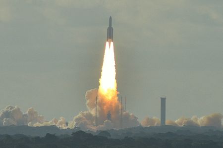 An Ariane 5 rocket launches from the Guiana Space Center in Kourou, French Guiana.
