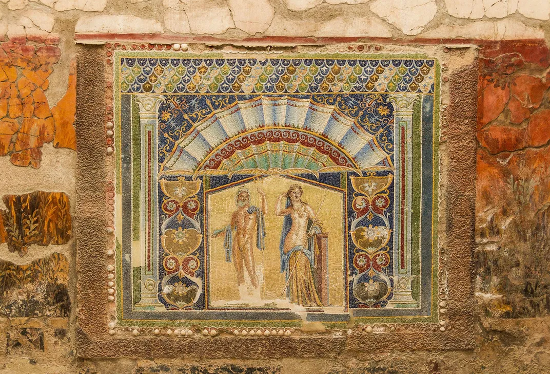 A mosaic of Neptune and Amphitrite found in Herculaneum