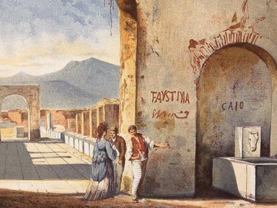 From the very beginning, archaeologists noticed copious amounts of graffiti on the outsides of buildings throughout the ancient Roman world, including Pompeii.