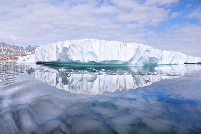 An iceberg floats off the coast of Greenland.