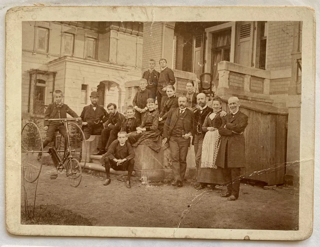 A circa 1890 or 1891 photograph of Walther and Fanny Angelina Hesse, plus their colleagues and friends