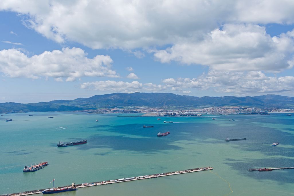 Ships pictured in the Strait of Gibraltar