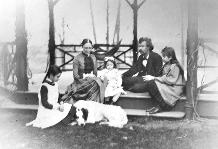 Mark Twain with his family