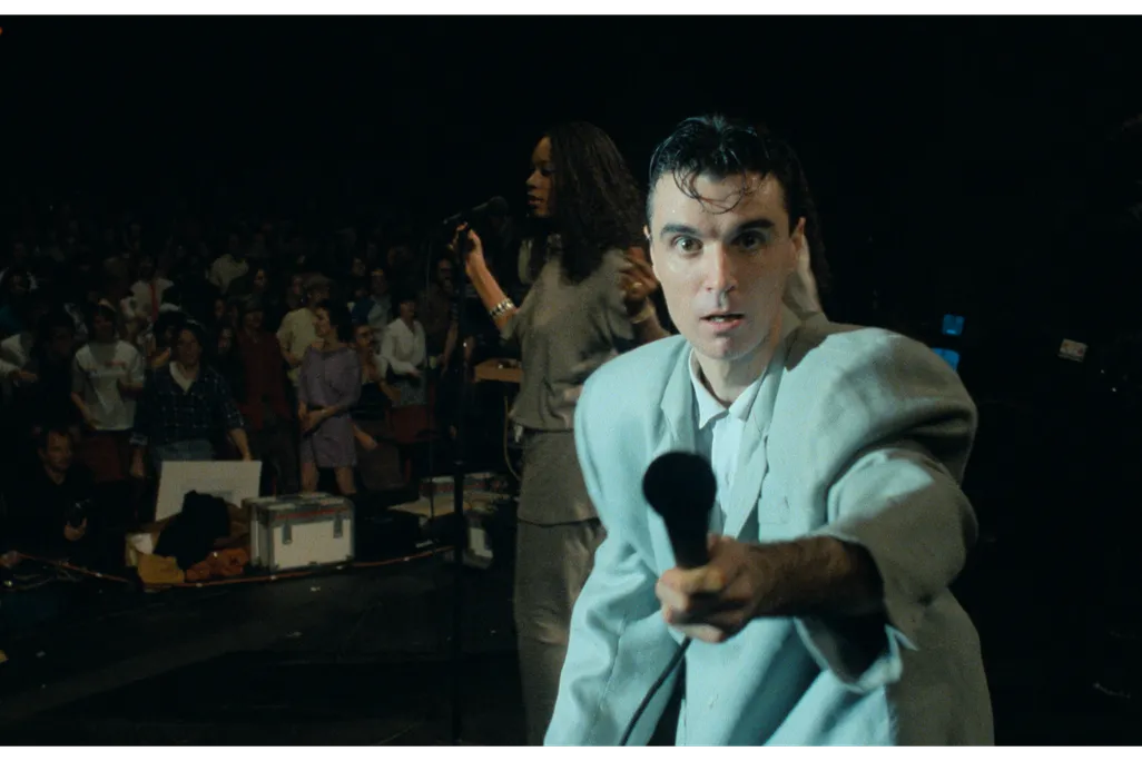 David Byrne on stage in Stop Making Sense