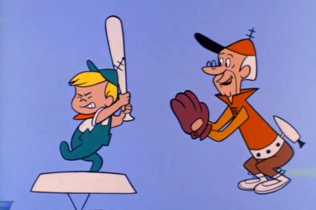 Elroy and Grandpa Jetson play “spaceball” (1962)