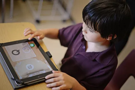 A student uses the Skill Champ app, which emphasizes visual learning.
