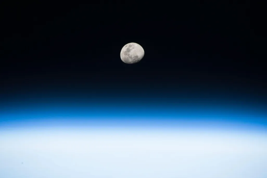 the moon seen from the International Space Station