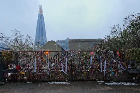 A shrine marking London's Cross Bones Graveyard.