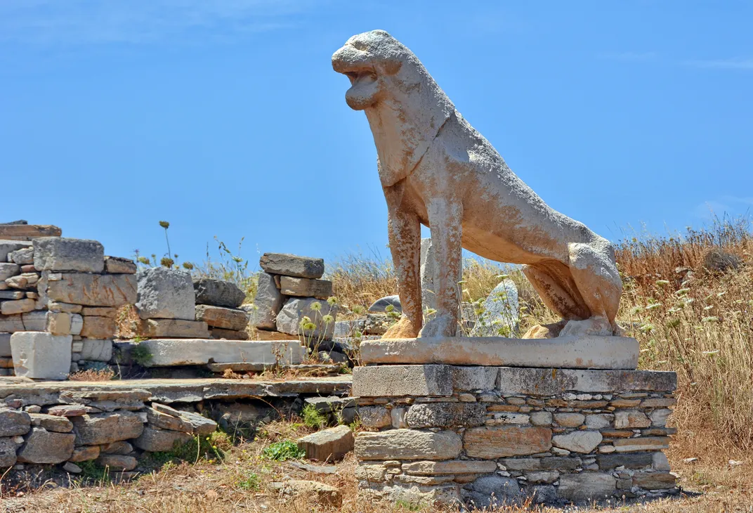 Ancient lion statue on Delos