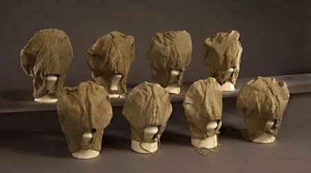 The eight cotton hoods worn by Confederate conspirators after Lincoln's assassination
