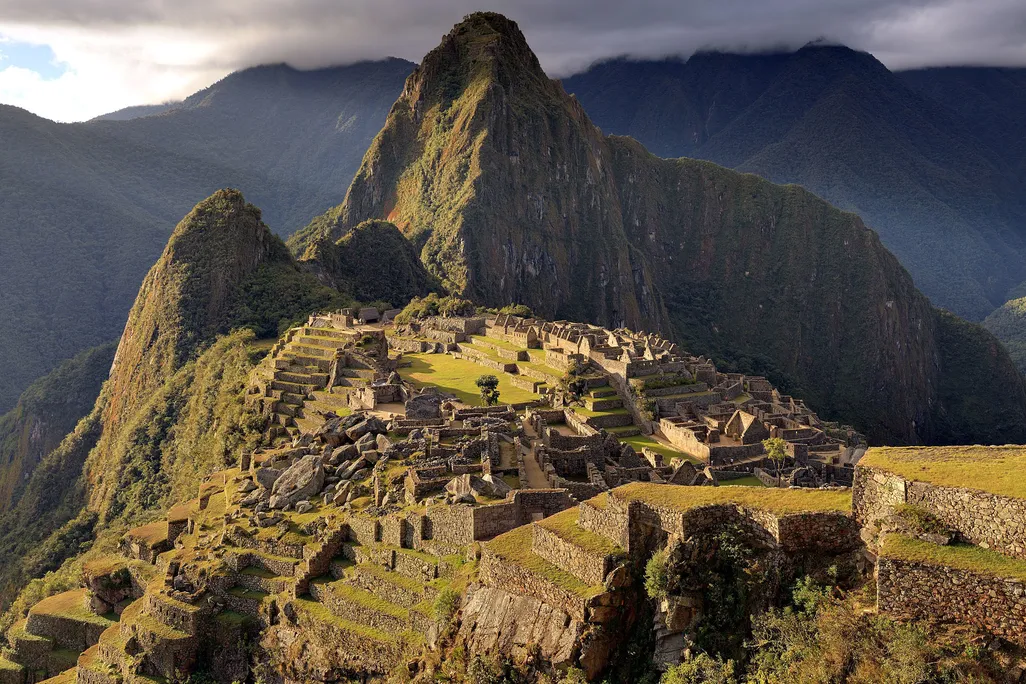 Mountainside stone ruins of a city