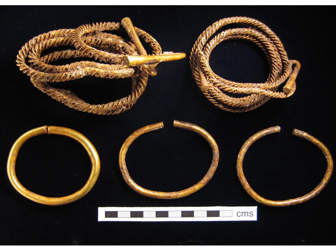 Bronze Age torcs discovered in England as part of the Lambourn Hoard in 2004