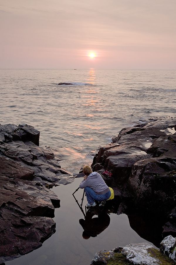 My sister capturing sunrise on Lake Superior thumbnail