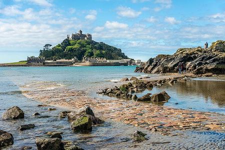 The small, rocky island of St. Michael's Mount is off the coast of Cornwall, England.