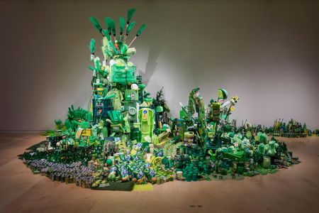 Super-Natural (2011/2016), Han Seok Hyun. Artist Han Seok Hyun sourced green materials from supermarkets in Boston and his home city of Seoul for this fanciful landscape.